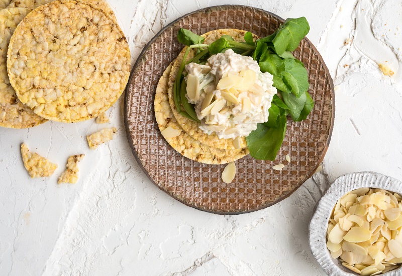 Chicken Spread & Watercress on CORN THINS for lunch