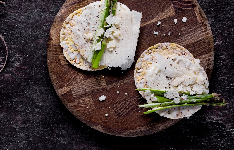 Asparagus, Mayo & Parmesan on CORN THINS slices