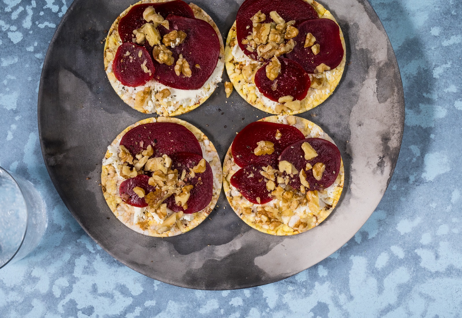 Walnut, Beetroot & Goat's Cheese on CORN THINS slices