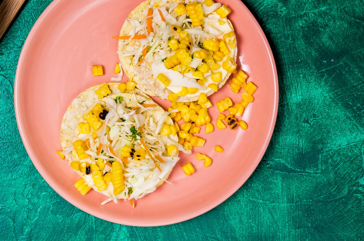 Mayo, Grilled Corn & Coleslaw on CORN THINS slices