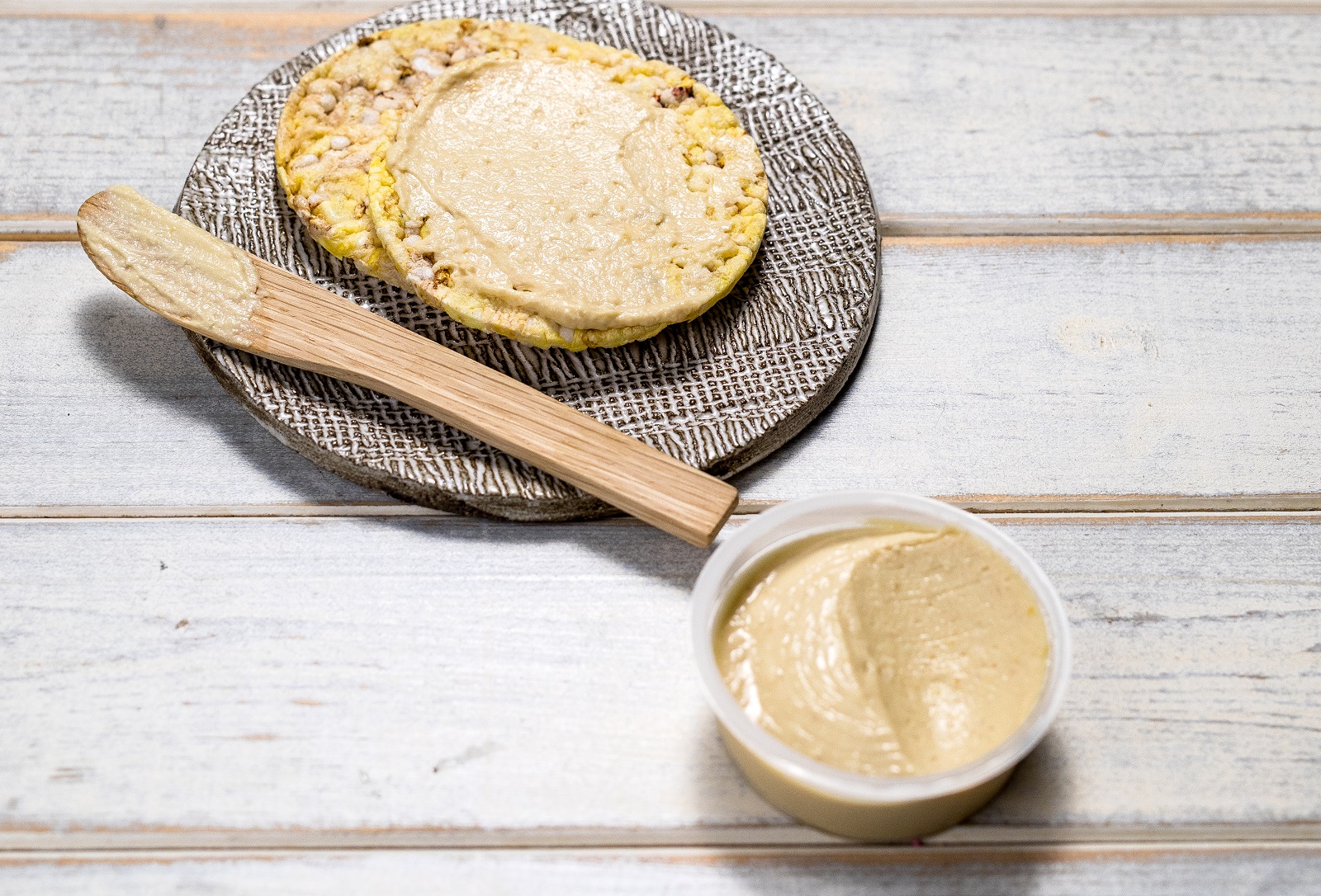 Perfect simple snack of hummos on CORN THINS slices