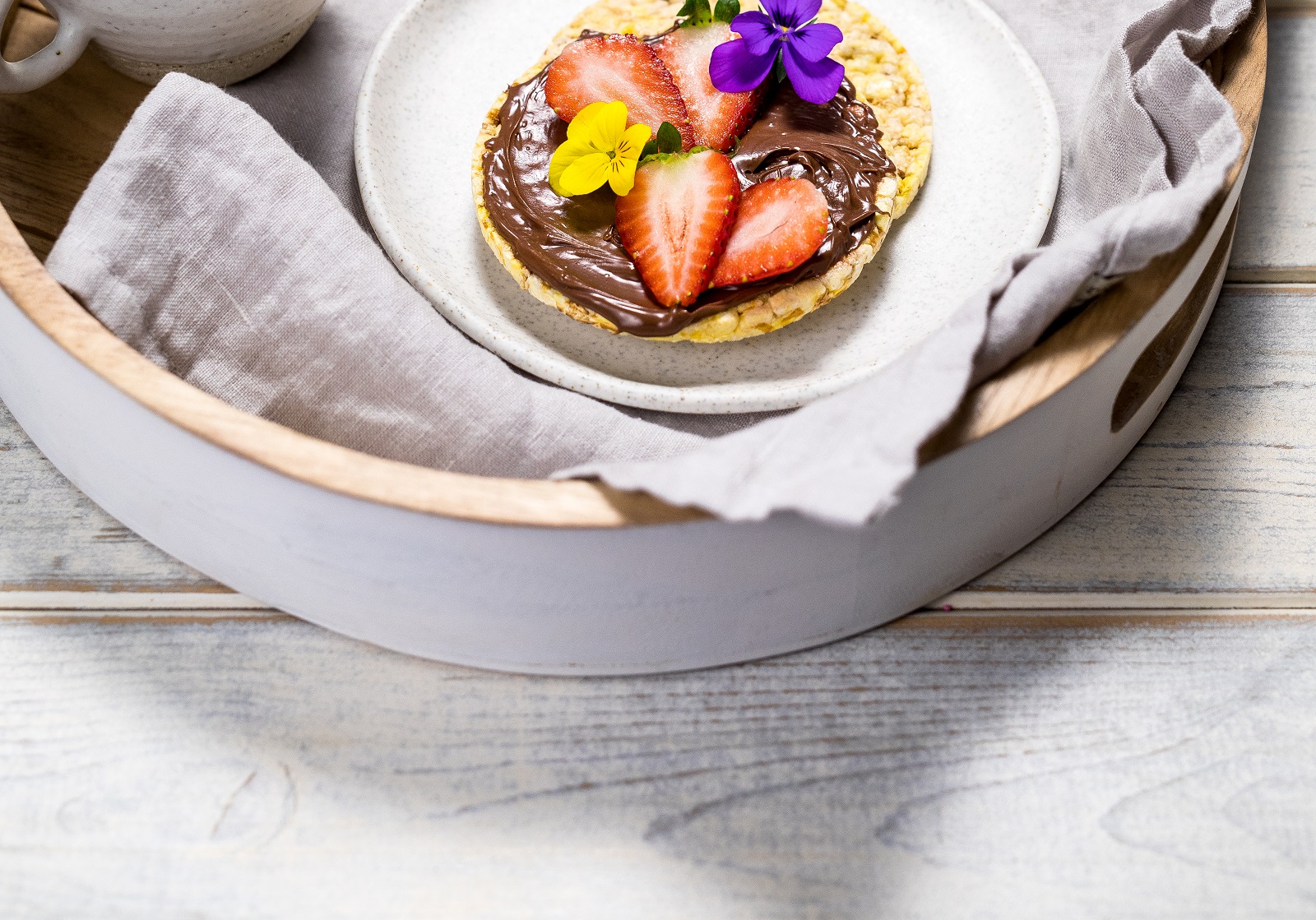 Nutella & Strawberries on CORN THINS slices