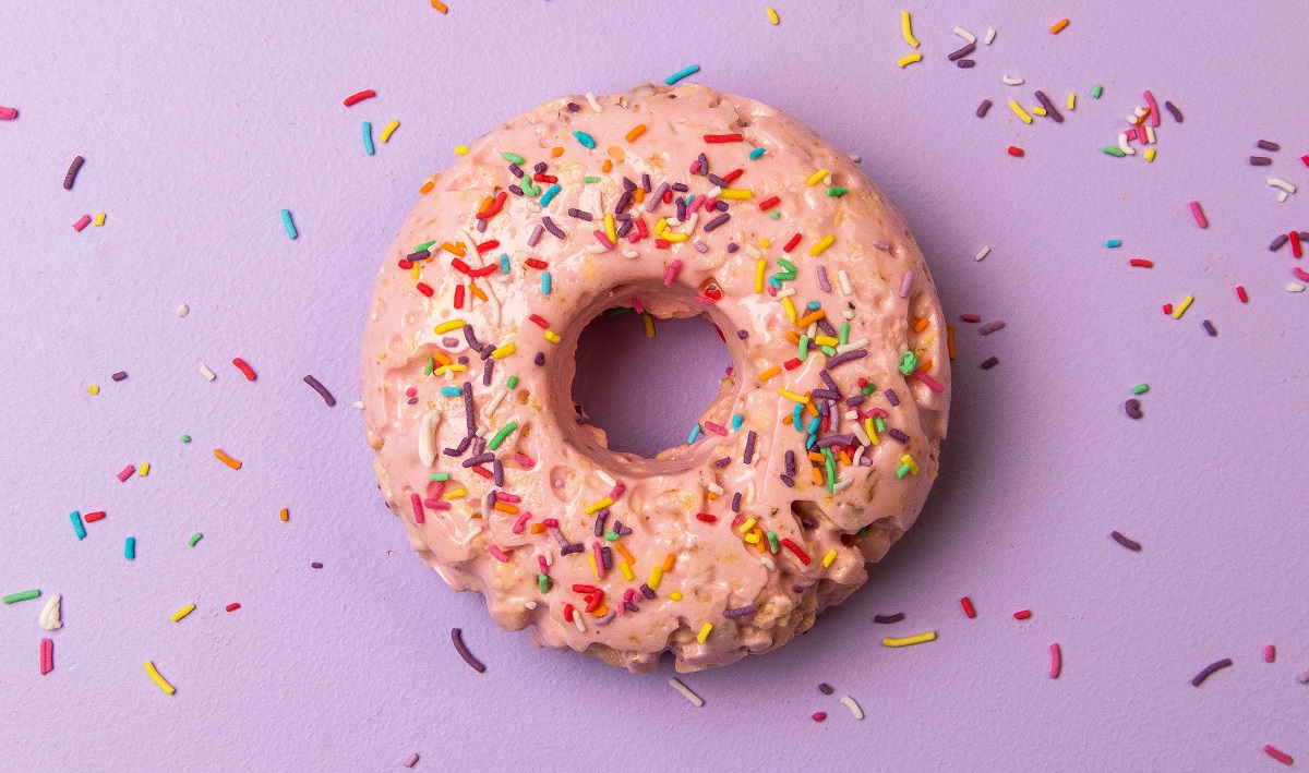 Sweet treat - donut made of crushed CORN THINS slices