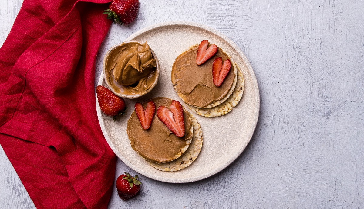 Spaculaas Spread with strawberry hearts for Valentine's Day