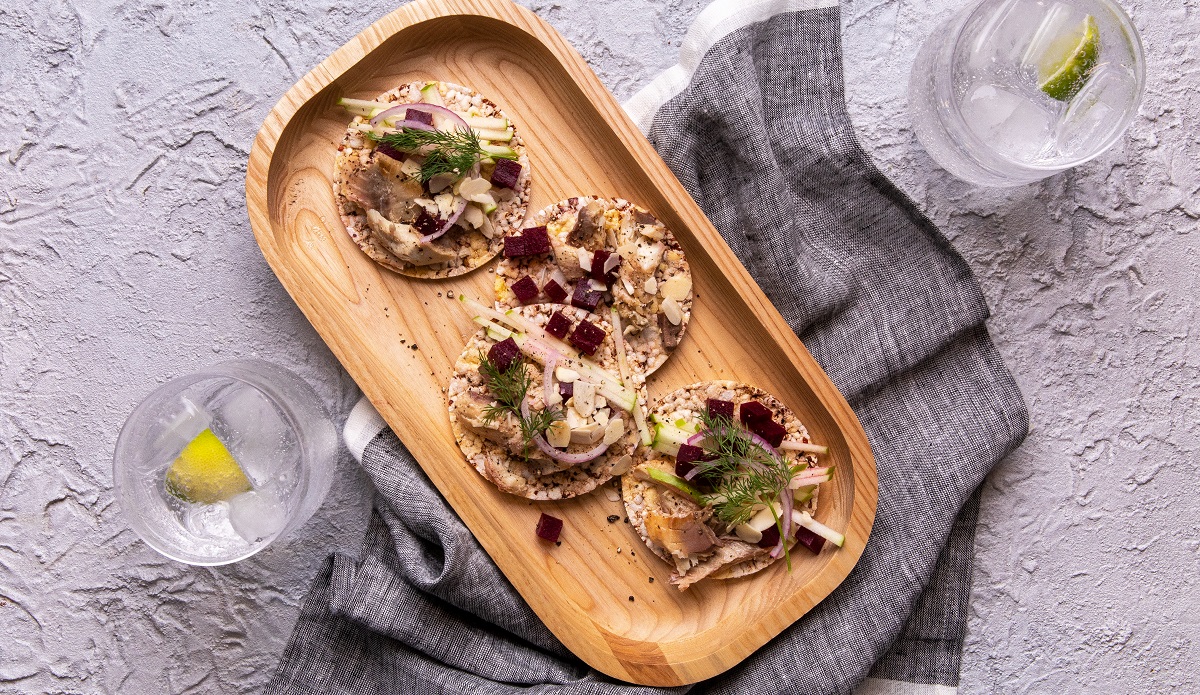 Smoked Mackerel & Beetroot Salad on Corn Thins slices