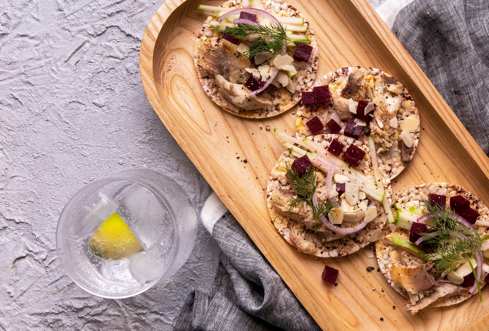 Smoked Mackerel & Beetroot Salad on Corn Thins slices for lunch