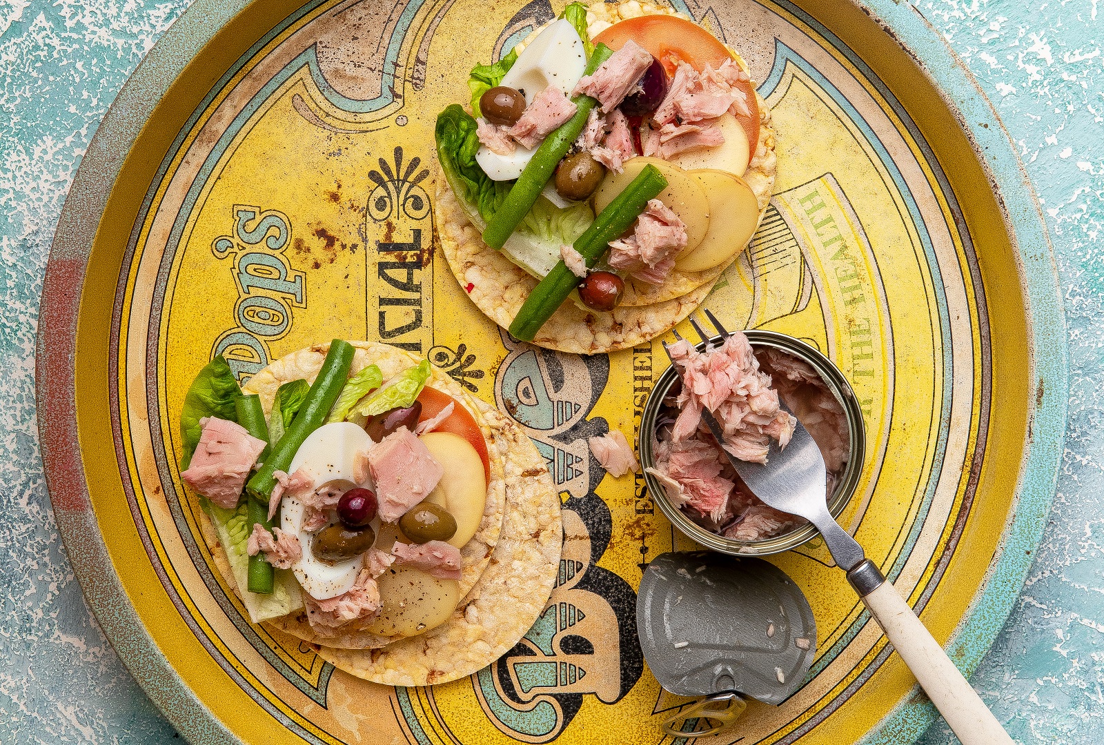 Nicoise Salad on Corn Thins slices for a gluten free lunch