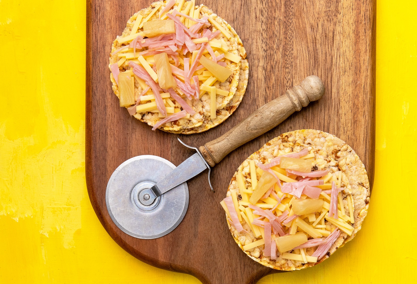 Hawaiian Pizza using Corn Thins slices (gluten free)