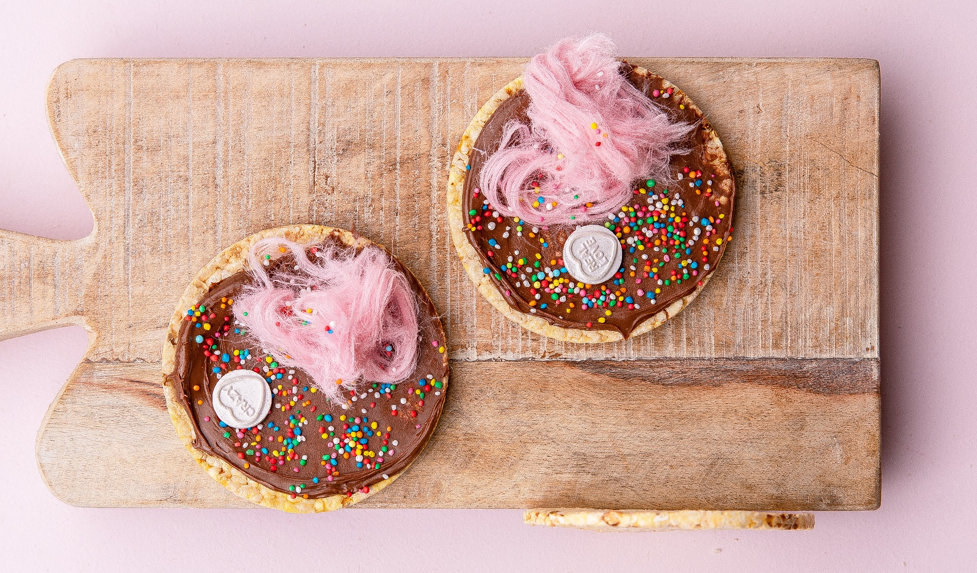 Nutella & fairy floss on CORN THINS slices