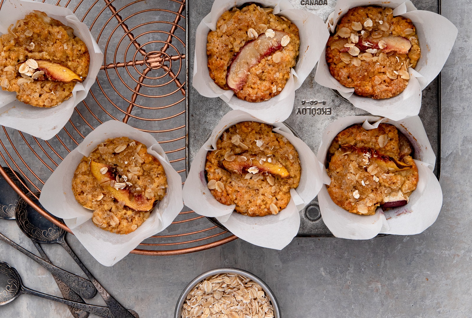 Nectarine & Brown Sugar Muffins (GF) using Corn Thins slices