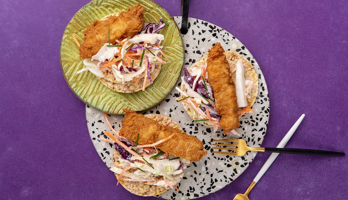 Crispy Chicken & Coleslaw on CORN THINS slices