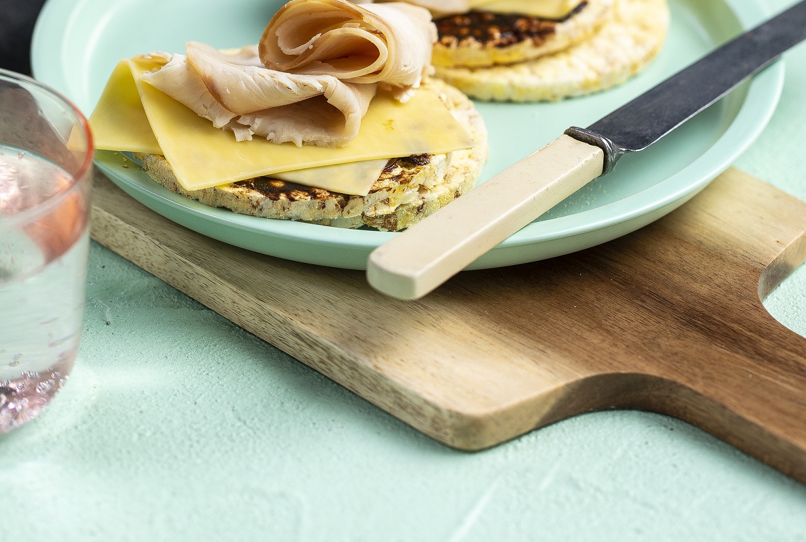 Vegemite, Cheese & Turkey on CORN THINS slices