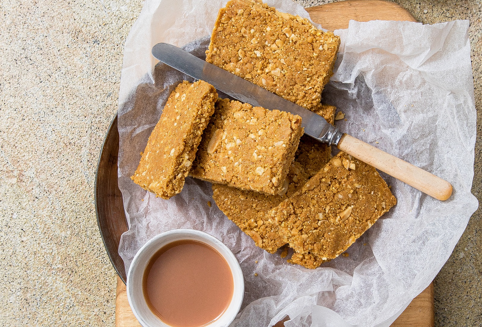 No bake peanut slices using Corn Thins slices