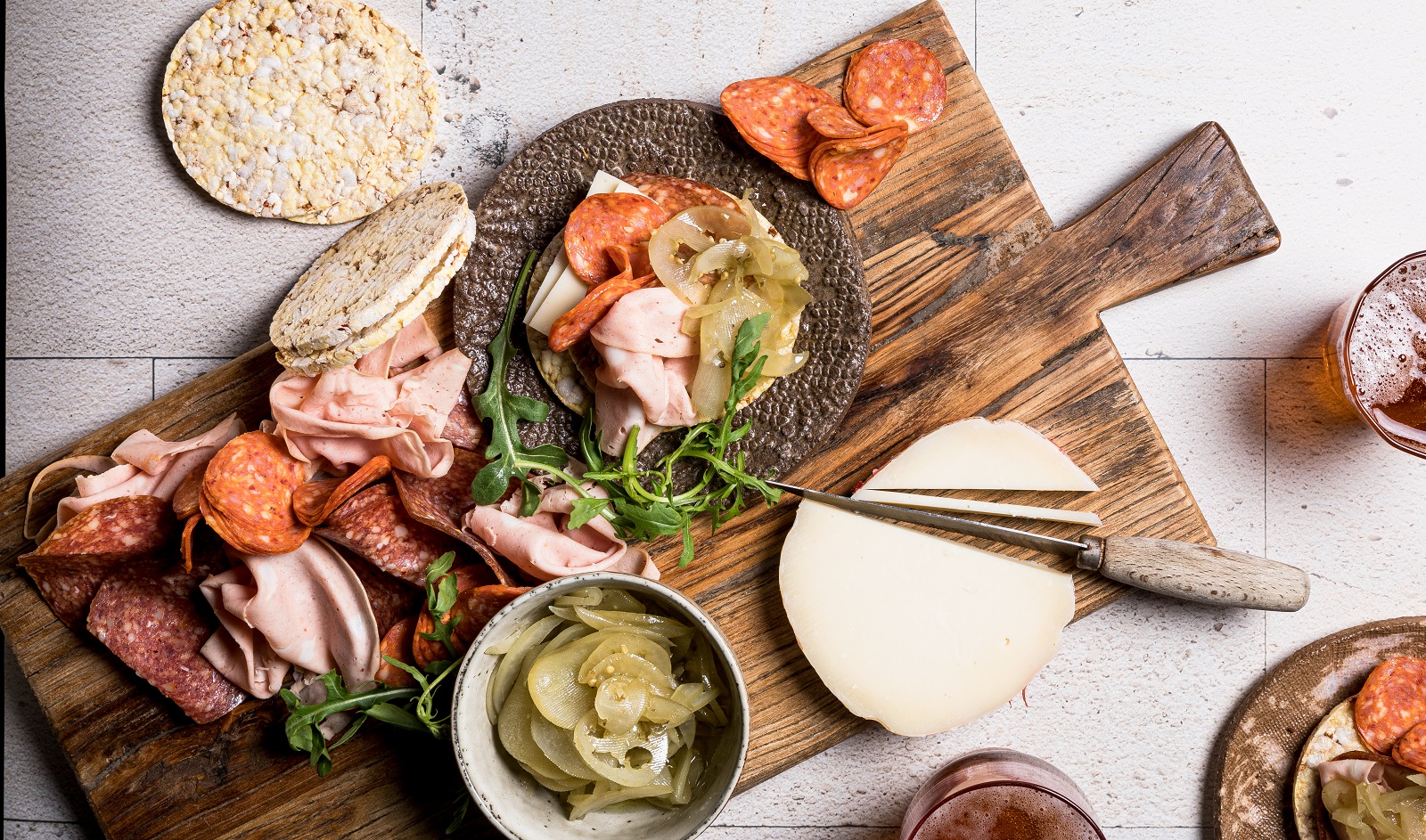 Mortadella, Salami, Pepperoni, provolone & pickled tomato to be eaten with CORN THINS slices