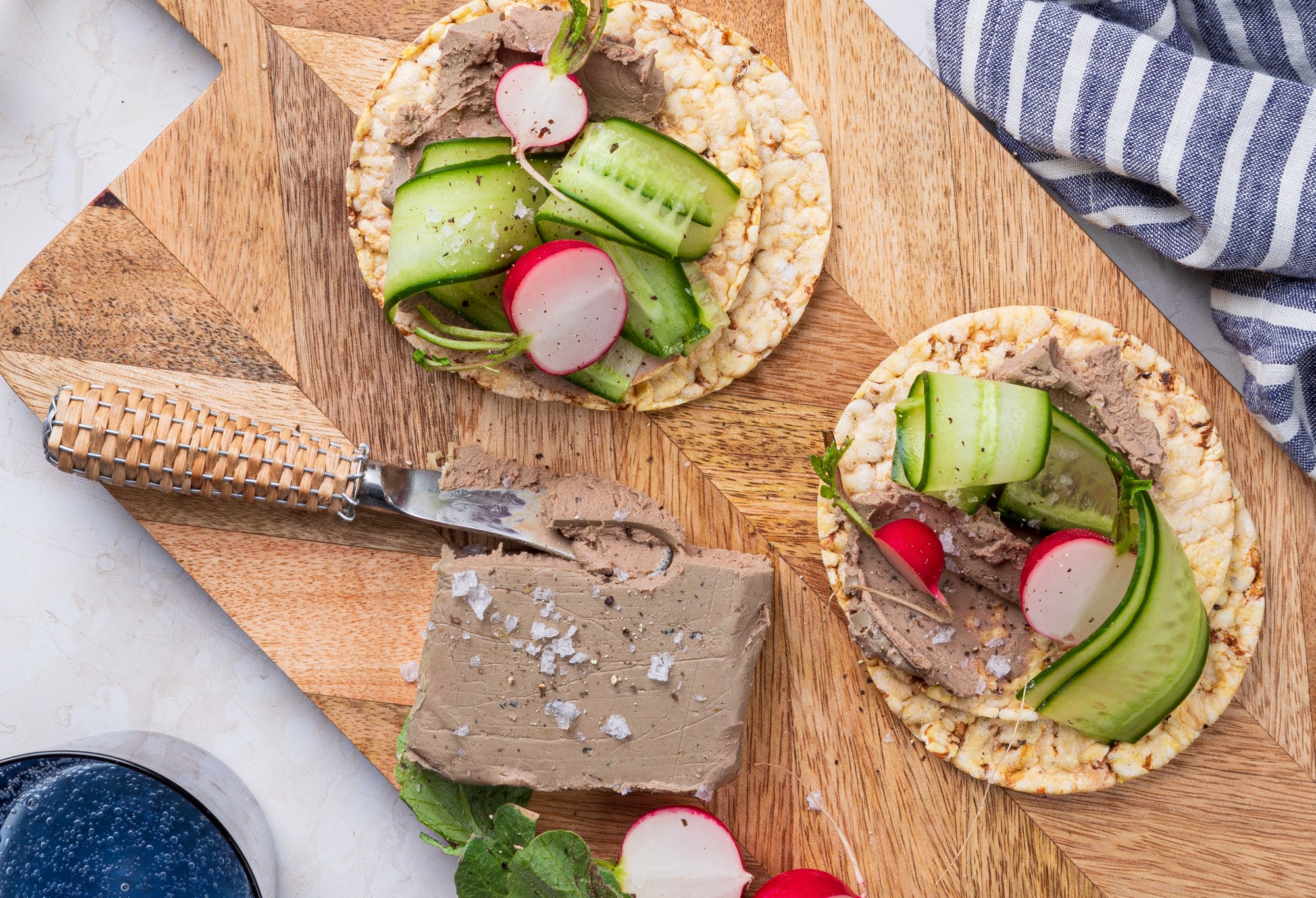 Pate, Radish & Cucumber on Corn Thins slices