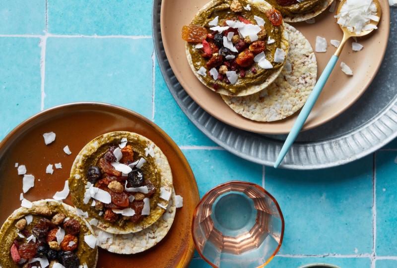 Pistachio Butter with Dried Fruit on Corn Thins slices