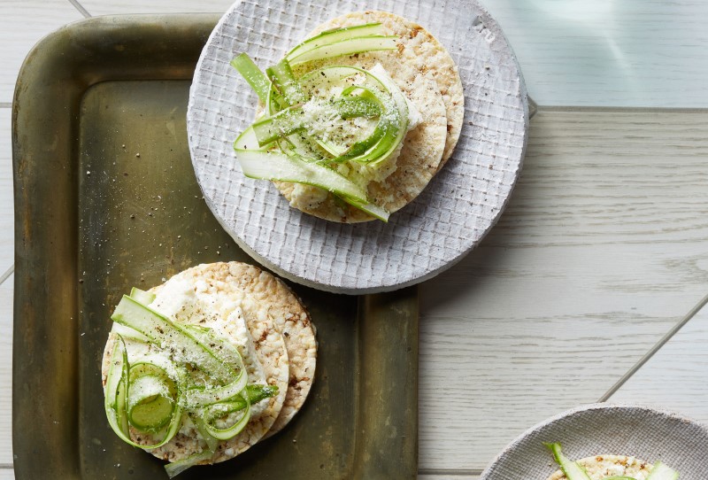 Ricotta, Shaved Asparagus & Parmesan on Corn This slices