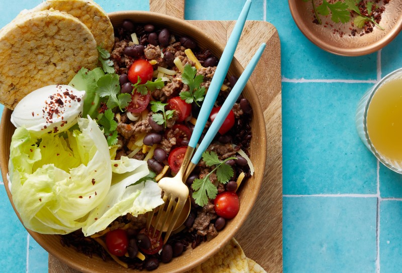 Taco Bowl with Corn Thins slices