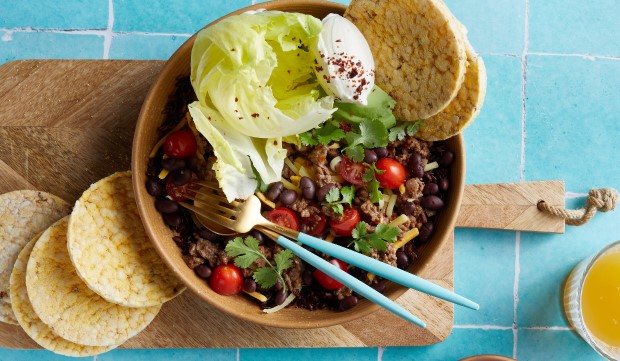 Taco Bowl using Corn Thins slices