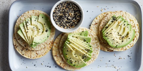 Avocado + Bagel spice on Corn Thins slices