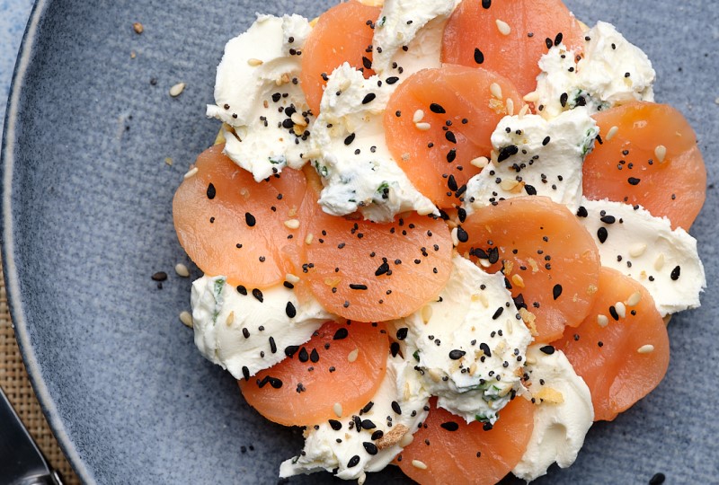 Smoked Salmon & Cream Cheese on Corn Thins slices