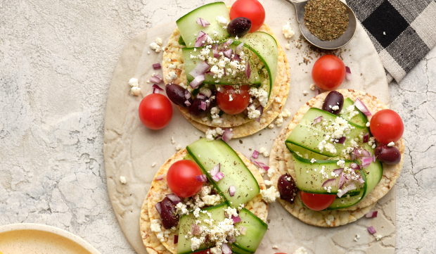 Greek Salad on Corn Thins slices