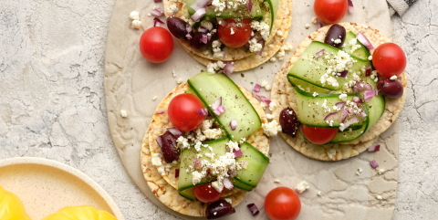 Greek Salad on Corn Thins slices