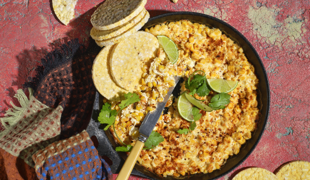 Cheesy corn chilli dip with Corn Thins slices