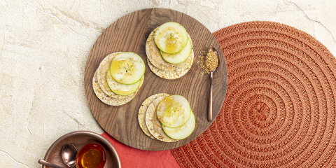 Tahini, Apple, Honey & Sesame seeds on Corn Thins slices