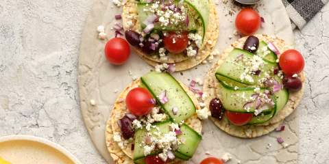 Greek salad on Corn Thins slices