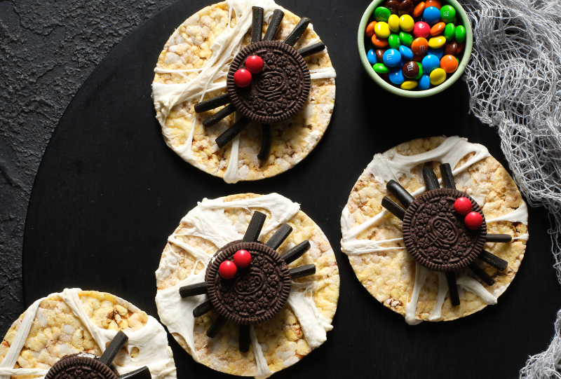 Marshmallow web, Oreo Spider with licorice legs and M&M eyes
