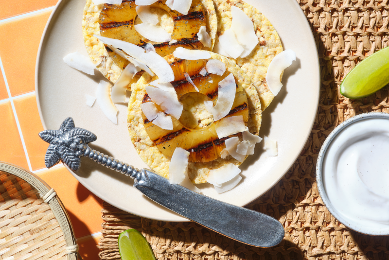 Honey and Lime Grilled Pineapple on Corn Thins Slices