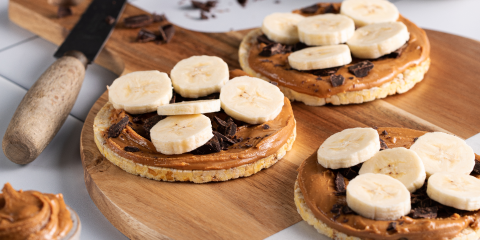 Chocolate, peanut butter & banana on Corn Thins slices