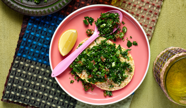 Tabouli on Corn Thins slices