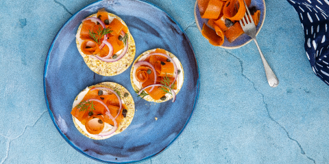 Vegan lox (carrot) on Corn Thins slices