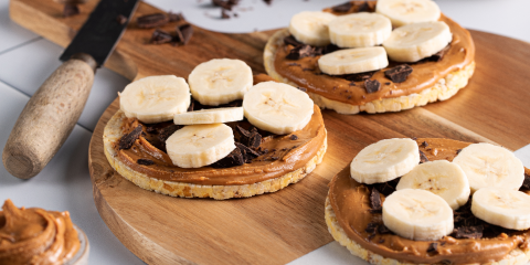 Banana, peanut butter & chocolate on Corn Thins slices