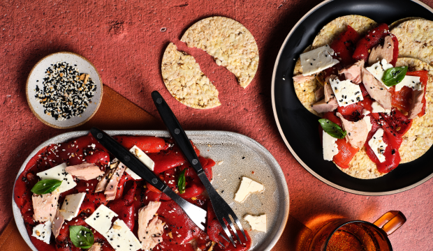 Marinated grilled capsicum, tuna, feta & basil