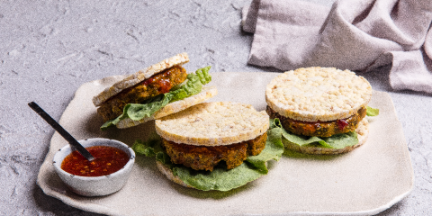 Veggie burger using Corn Thins slices