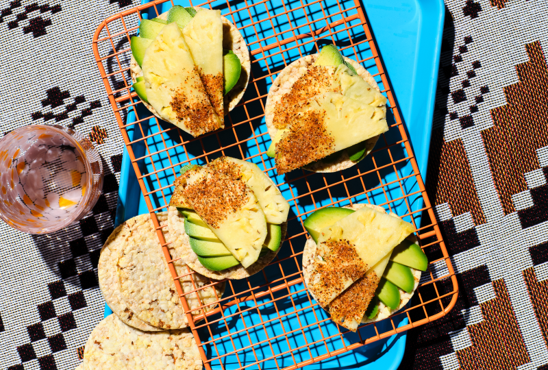 Avocado & Tajin Pineapple on Corn Thins slices
