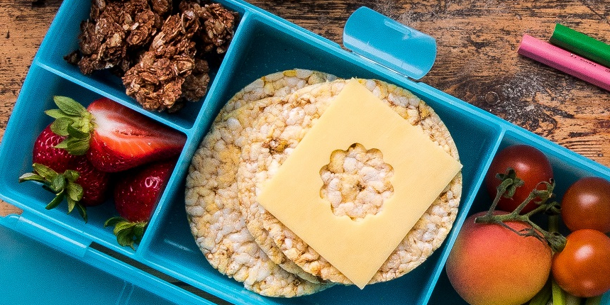 Lunchbox with Corn Thins slices, fruits & cheese