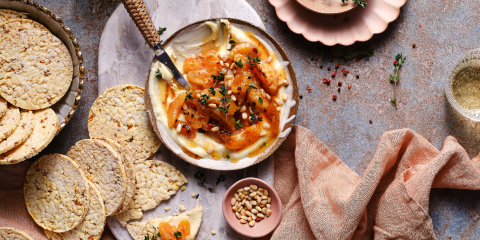 Whipped Brie with grilled marmalade mandarin recipe with Corn Thins slices
