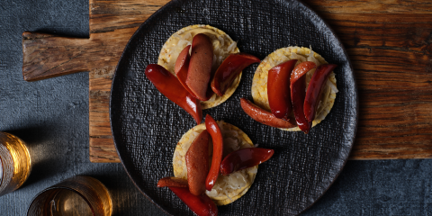 Polish sausage and sauerkraut on Corn Thins slices