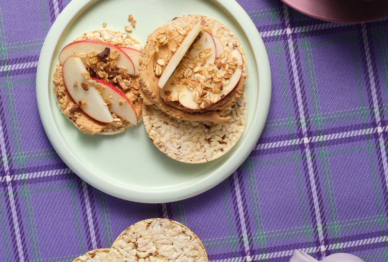 Whipped Peanut Butter, Apple & Granola on Corn Thins slices