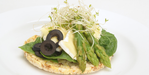 Camembert & Asparagus on Corn Thins slices