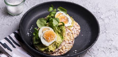 Avocado, Boiled egg & watercress on Corn Thins slices