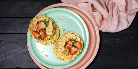 Peanut butter, strawberry & banana on Corn Thins slices