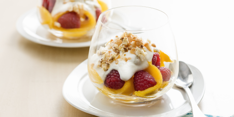 Mango, berries & yoghurt with Corn Thins slices