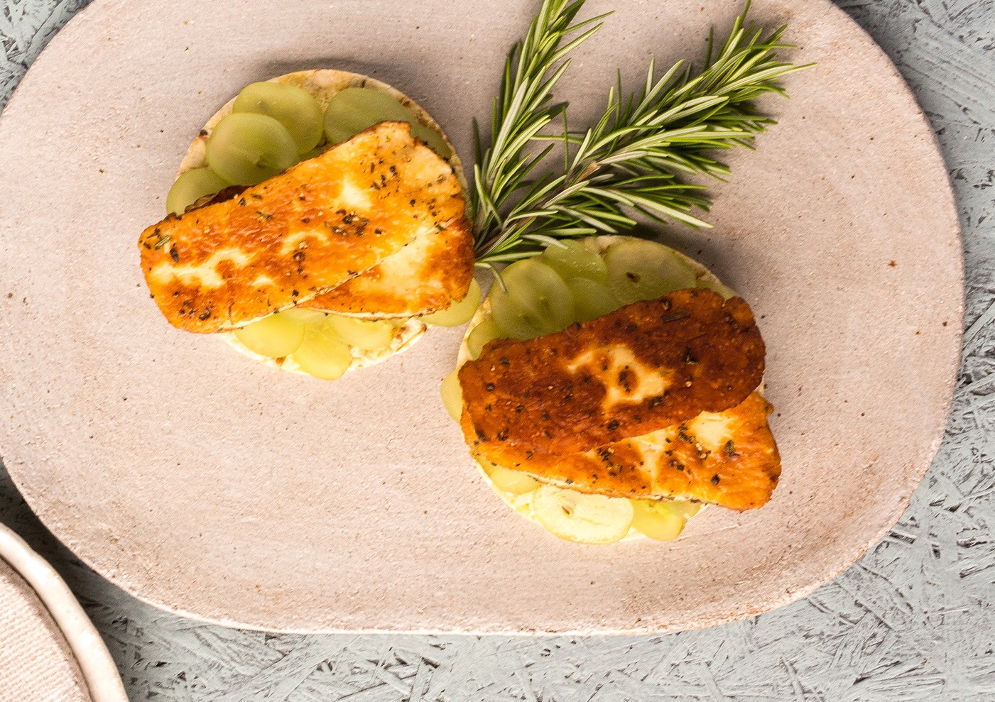 Rosemary, Haloumi & Grape on CORN THINS for lunch