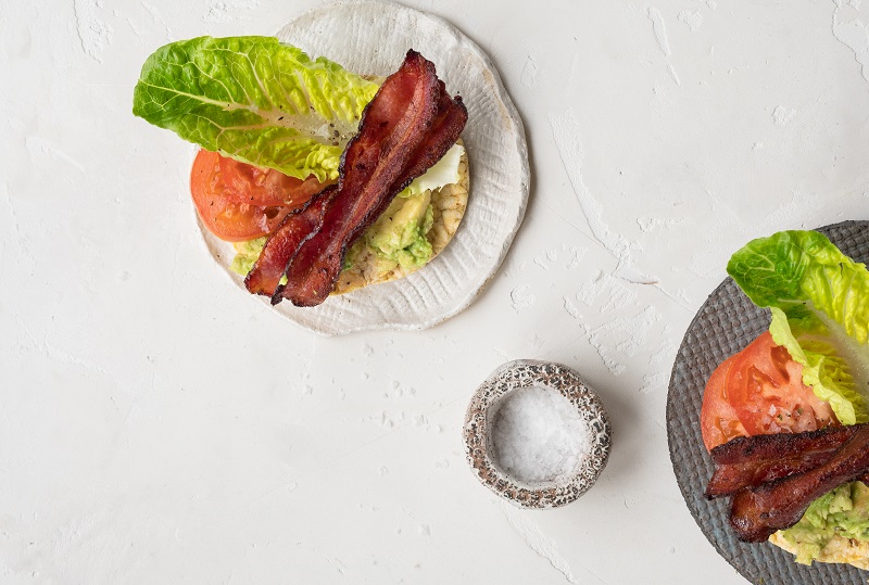 Bacon, Lettuce, Avocado & Lettuce on CORN THINS™ slices for breakfast