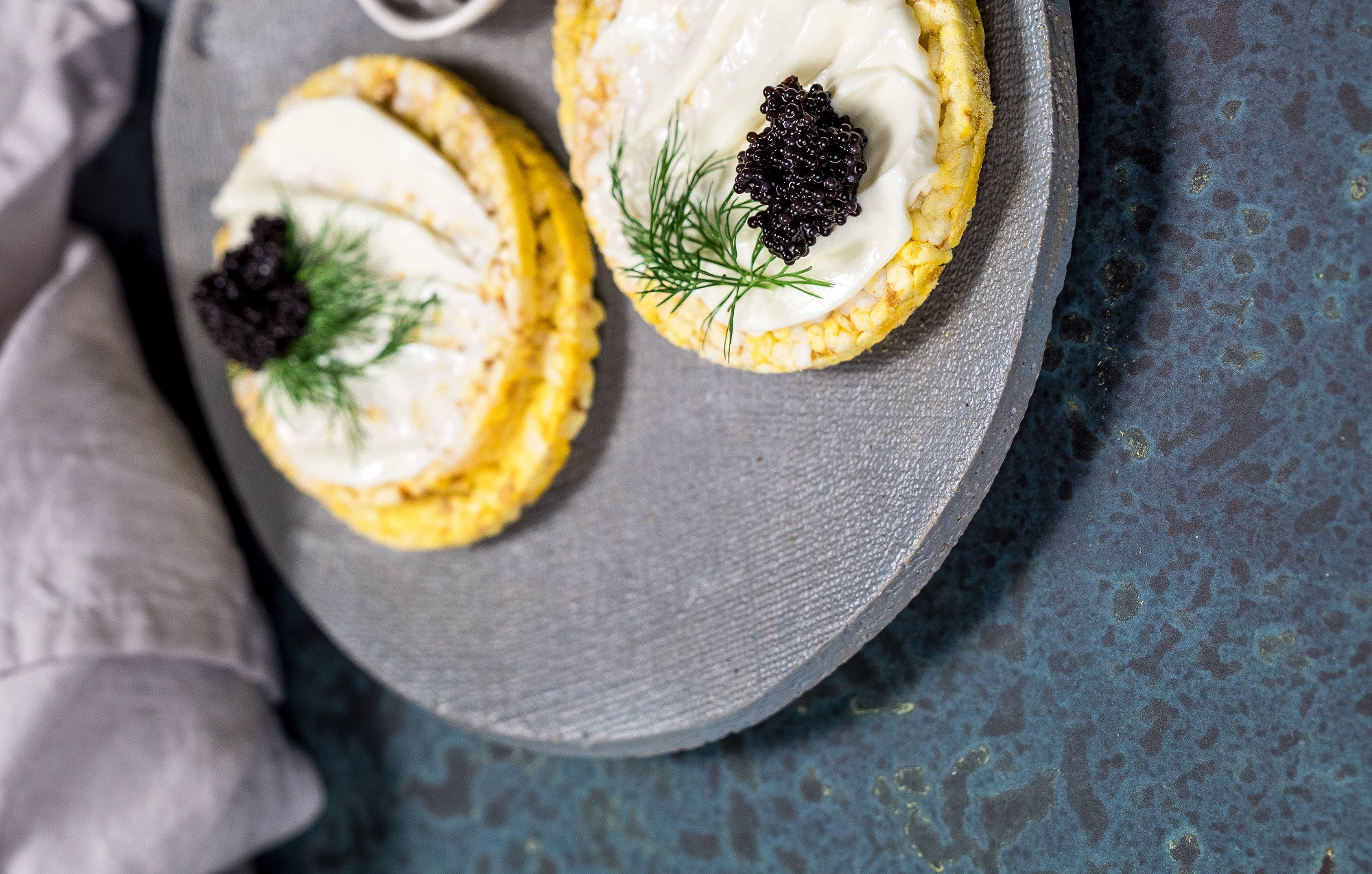 Cream Cheese & Caviar on CORN THINS slices
